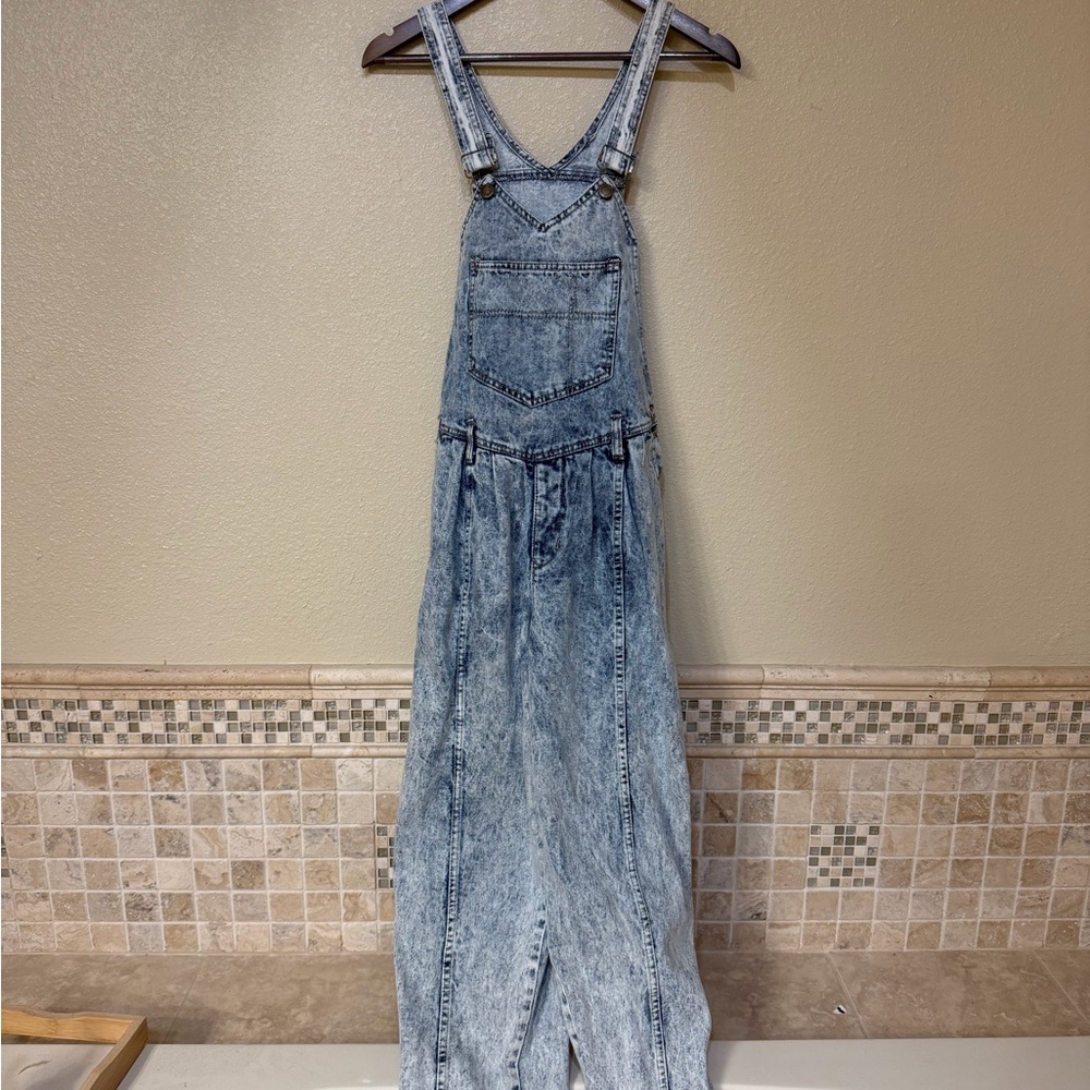 Acid Wash Denim Overalls by London London